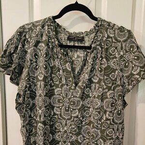NWOT Lane Bryant Flutter Sleeve Split Neck Blouse Olive Green Size 20